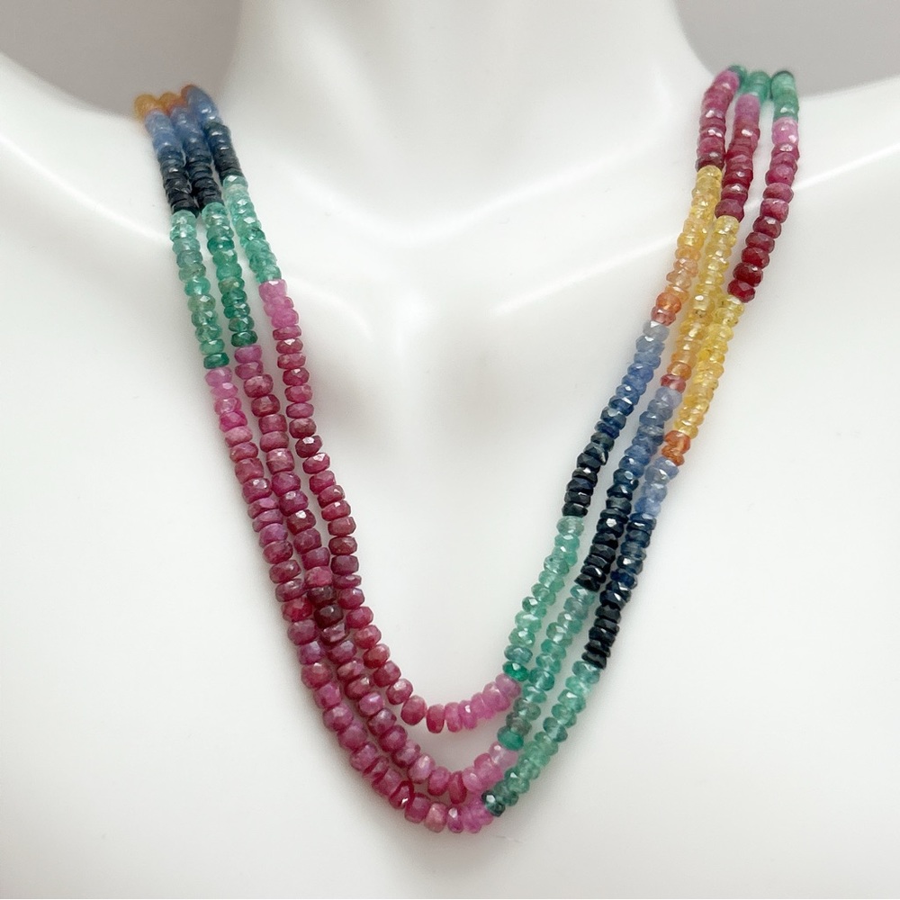 Stunning Rainbow Sapphire Ruby Emerald Gemstone N… - image 3
